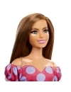 Barbie Fashionistas satena cu rochie roz cu buline