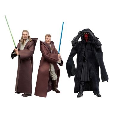 Star Wars Episode I Black Series Set 3 figurine articulate Qui-Gon Jinn, Darth Maul, Obi-Wan Kenobi 15 cm