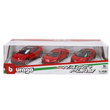 Set de trei masinute Ferrari 'Race & Play' scara 1:43