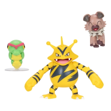Pokemon Battle Set 3  figurine Caterpie, Rockruff, Electabuzz 5 cm
