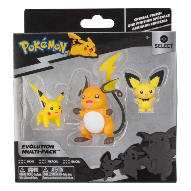 Pokemon Select Evolution Set 3 figurine Pichu, Pikachu, Raichu 5-7 cm